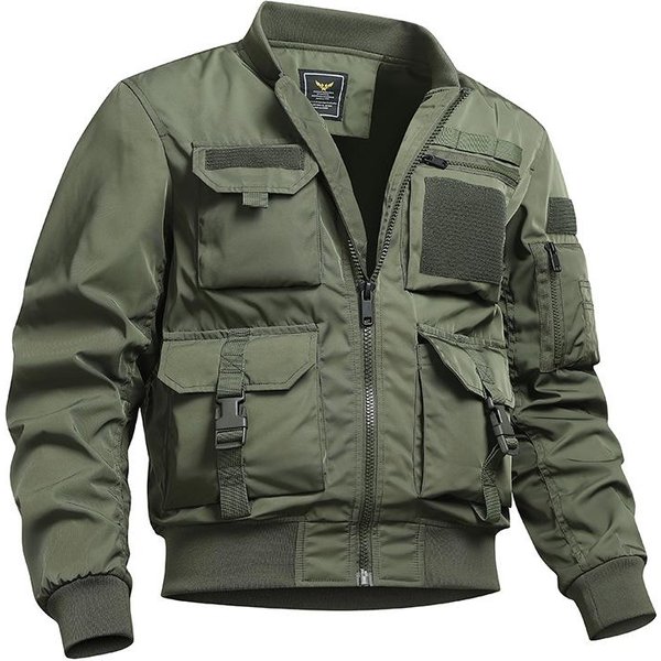 Kurtka Typu Bomber MęSki Mundur Baseballowy Kurtka Robocza Z Wieloma Kieszeniami Kurtka Funkcjonalna TrzyczęśCiowy Top Szturmowy 2XL Gray-image