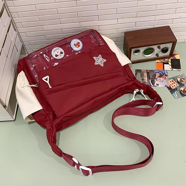 Bolso Bandolera Estilo Ins JaponéS Gran Capacidad VersáTil Bolso Mensajero Color SóLido Transparente Casual Bolso De Hombro ÚNico Para Mujer . Gray-image