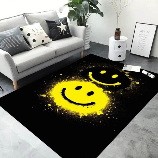 Dywanik 3D Graffiti UśMiechnięTa Twarz AntypośLizgowa Mata PodłOgowa Do Salonu Sypialni Dekoracja Kanapy Zabawa Dla Dzieci 80*120Cm-image