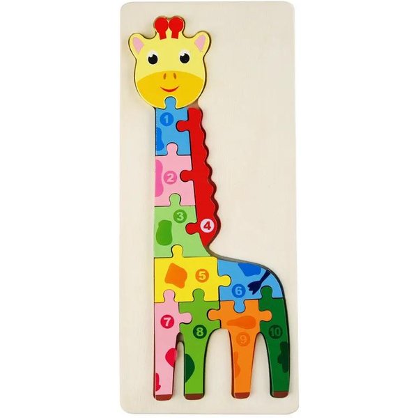 Drewniane Puzzle Montessori Dla Dzieci Montessori Zabawki Dla MałYch Dzieci 2 3 4 5 Lat Top Puzzle 3D Edukacyjne Zabawki DinozauróW żYrafa-image