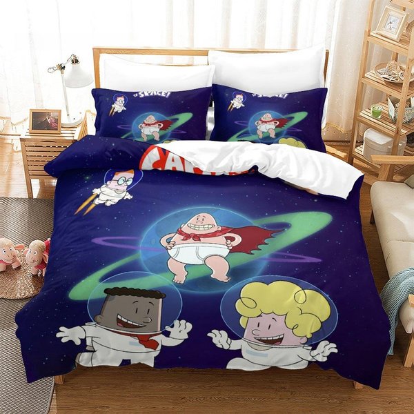 Moda Dibujos Animados Kawaii CapitáN Calzoncillos Juego De Cama Individual Twin Completo Queen King Size Juego De Cama Adulto NiñO Dormitorio Juegos De Funda NóRdica EU Single(135X200Cm) Blue-image