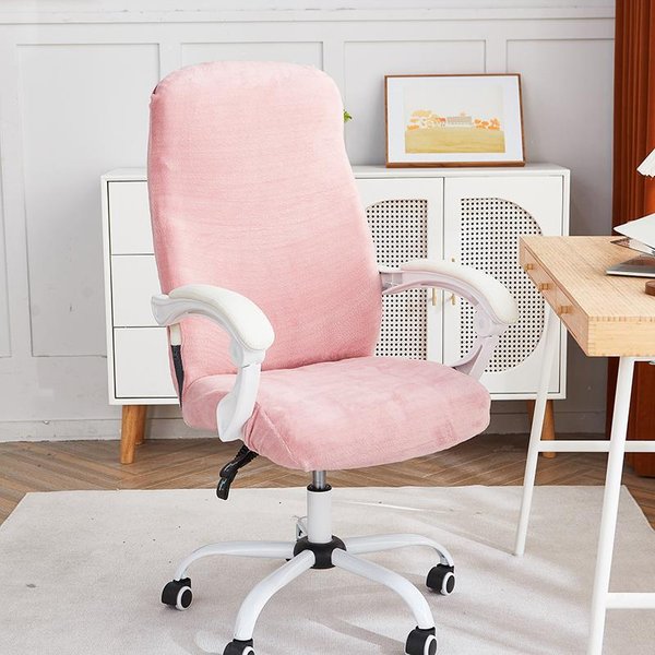 1 Funda De Terciopelo Para Silla De Oficina EláStica Antipolvo Funda Para Asiento De Silla De Ordenador Antideslizante Funda Para SillóN Gaming Para Sala De Estudio M Chair Cover White-image