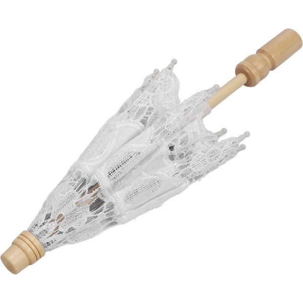 Koronkowy Parasol ŚLubny ŚLubny Koronkowy Parasol ŚLubny Dekoracyjny Parasol DIY Rekwizyt Fotograficzny Na Imprezę Kemping White BiałY-image
