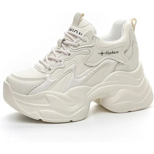 Zapatos Para Aumentar La Altura Zapatillas De Mujer Transpirables Nuevos Aumento De Altura Interior Zapatos Casuales Plataforma Con TacóN De CuñA Zapatos De Malla Mujer 40 White-image