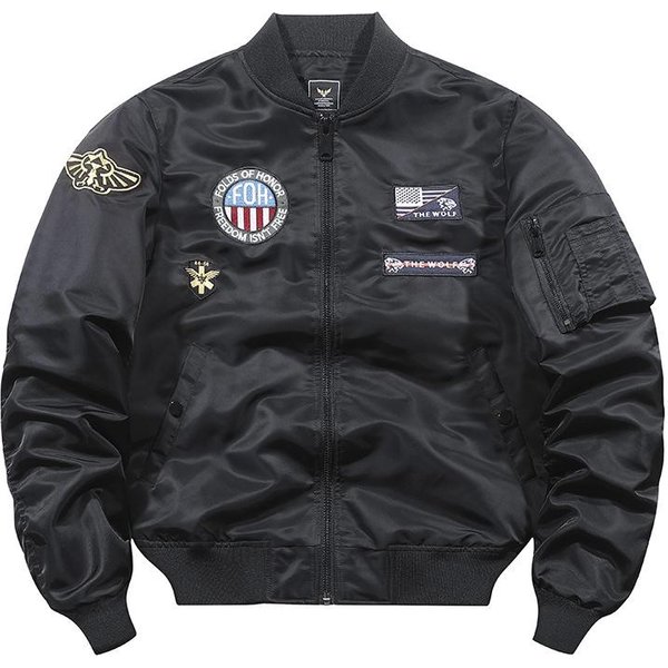 Mono De Piloto De La Fuerza AéRea Chaqueta De Piloto Para Hombre Estilo Coreano Bordado Uniforme De BéIsbol Primavera Y OtoñO Talla Grande Chaqueta Militar Tendencia 4XL Negro-image