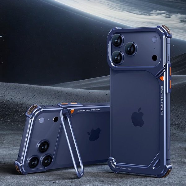 Oatsbasf Etui Na Telefon W KształCie 9 Dla 17 Pro Max/Pro/Air Ze Stojakiem Metalowa Bezramkowa Magsafe Minimalistyczny Zderzak Odporne Na WstrząSy Pokrowiec Iphone17 Pro-image