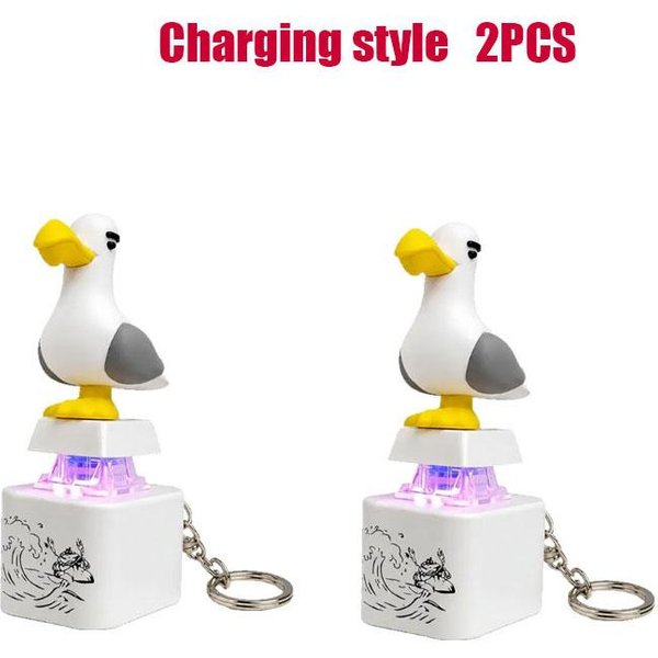 =**Klucz Do Klawiatury Mewa Brelok LśNiąCy DźWięKowy OdstresowująCy Kreatywna Zabawka Fidget PrzenośNy Elektroniczny Wisiorek Dla DorosłEgo White-image