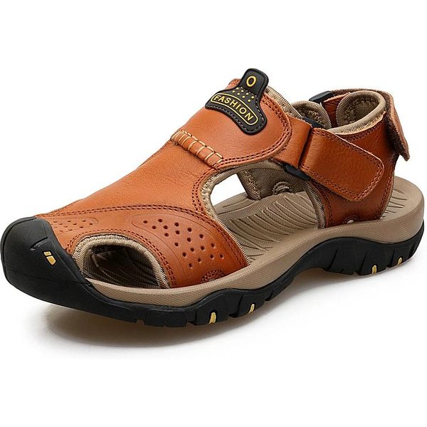 Sandalias De Verano De Cuero Para Exteriores Para Hombre, Zapatos De Playa De Lujo, Transpirables, Informales, Para Vadear, Antideslizantes, Con Forro Ancho 43 Brown-image