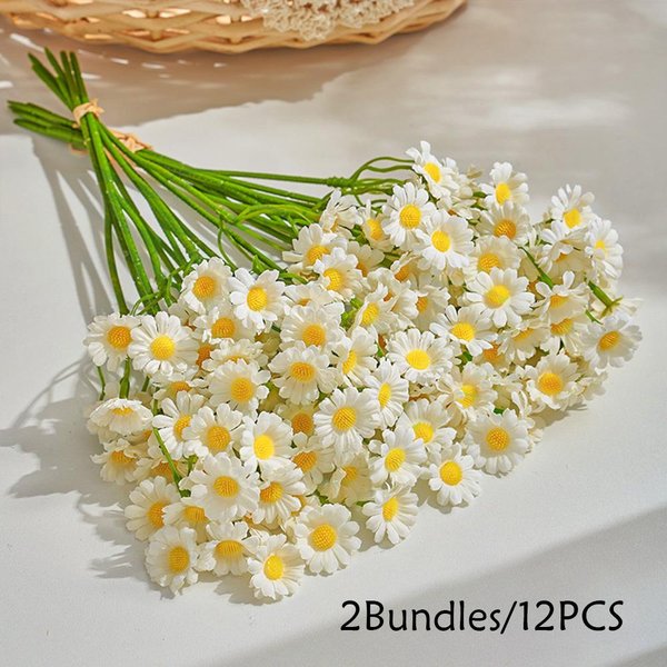 12 Piezas Flores De Margarita Artificiales PequeñAs Flores Falsas De Margarita Ramo Para Fiesta De San ValentíN DecoracióN De Mesa DIY DecoracióN De Boda Para El Hogar 12Pcs-image