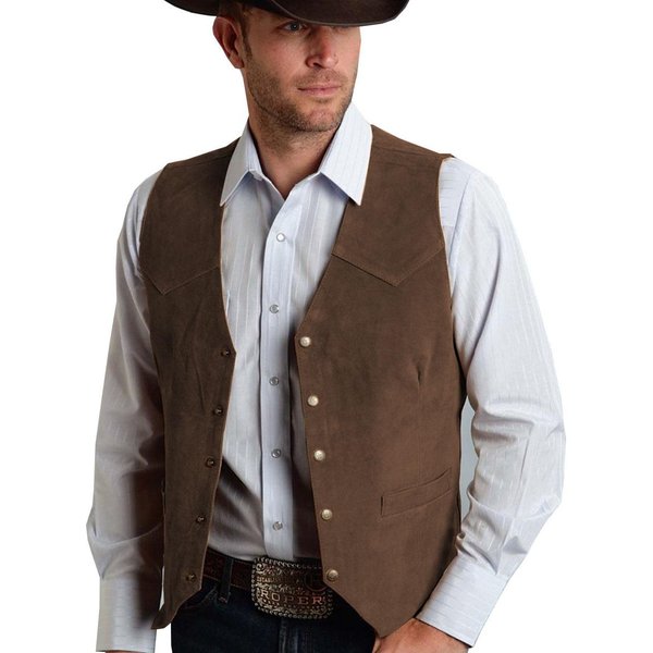 MęSka Zamszowa Kamizelka JednorzęDowa Slim Fit Casualowa Kamizelka DżInsowa Western 5 GuzikóW Modna Klasyczna Odzież S-image