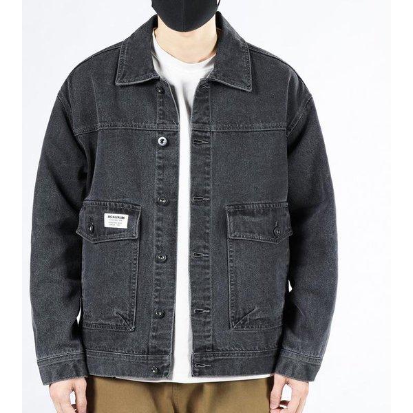 Chaqueta Vaquera Para Hombre Primavera Y OtoñO Nueva Holgada Caqui Chaqueta De Trabajo Top Casual Para Hombre Joven Solapa 4XL-image