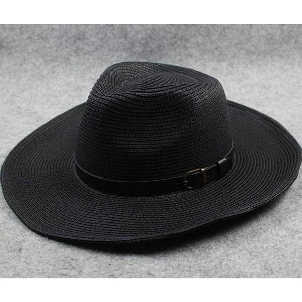 DużY Rozmiar Xxxl 62Cm Kapelusz PodróżNy Panama Jazzowy SłOmkowy Kapelusze PrzeciwsłOneczne MęSkie Damskie Letnie Z Szerokim Rondem Ochrona UV UPF 50+ Panama Fedora SkłAdany Kapelusz PlażOwy 60Cm Czarny-image