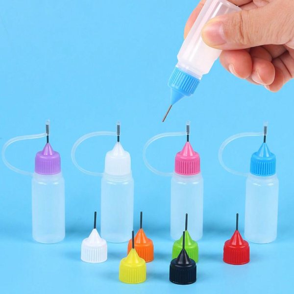 Botella Aplicadora De Punta De PrecisióN 10Ml 4 Botellas Squeeze Con Punta De Aguja Y 10 Puntas Para Pintura AcríLica, Quilling DIY Y Manualidades De Papel One-Size-image