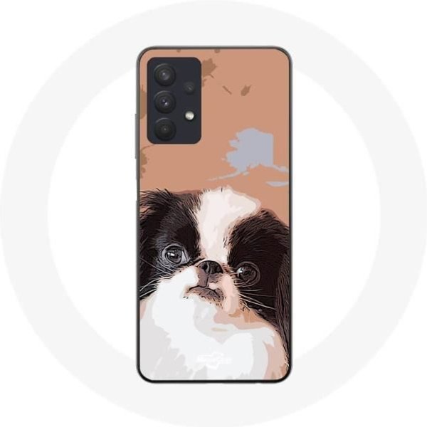 Coque Maniacase Pour Samsung Galaxy A32 4G ÉPagneul Japonais Noir Et Blanc Race De Chiens-image