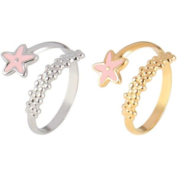 Anillo De Nudillo De Acero Inoxidable Anillos Ajustables Para Mujeres Colores Anillos De Estrella JoyeríA De Moda Para Bodas Fiesta Regalo Del DíA De San ValentíN Resizable White-image