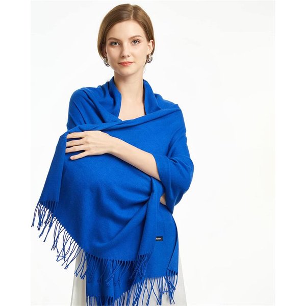 Zimowy Szal Dla Kobiet DłUgie CiepłE Szale Kaszmirowe HidżAb Solidny Damski Otulacz Damski Pashmina Bandana Chusty Na GłOwę Echarpe Blue-image