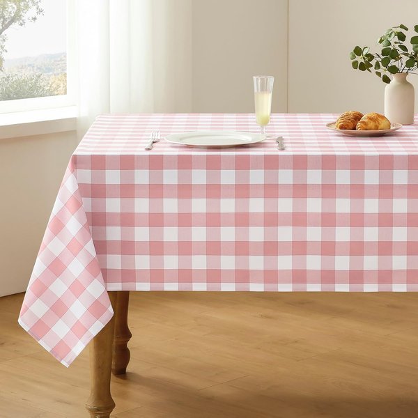 Mantel Rectangular A Cuadros Rosa Blanco DecoracióN Fiesta De Bodas Lavable Tela De Mesa De PoliéSter A Cuadros Buffalo DecoracióN Mesa De Cocina 90X140Cm White-image