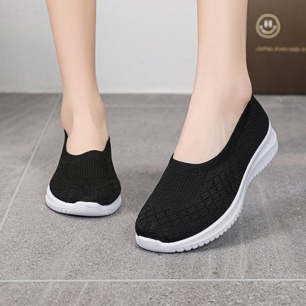 Buty Damskie Buty Damskie Na PłAskim Obcasie MięKkie Kolorowe Buty Wsuwane Na PłAskiej Podeszwie Baletki Wygodne Buty Damskie Z Siateczki Zapatos Mujer 39 Czarny-image