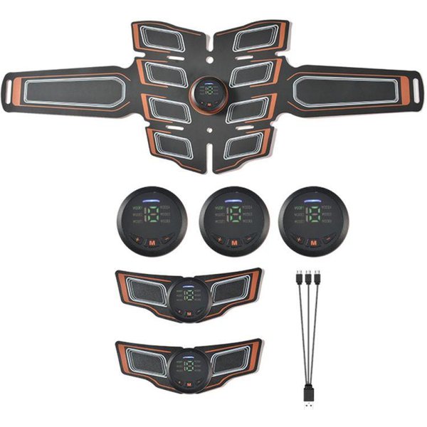 EMS Estimulador Muscular Abdominal Entrenador 3 Controladores USB Recargable Decenas Pulso Masaje Muscular Dispositivo De Entrenamiento FíSico PéRdida De Peso Adelgazamiento Corporal-image