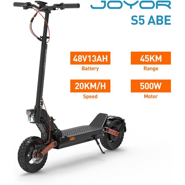 Joyor S5 (Abe) Patinetes EléCtricos NeumáTico Todoterreno 10'' BateríA 48V/13AH Motor 500W Velocidad MáXima 20KM/H AutonomíA 45KM S5 Negro-image