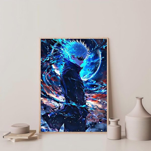 1 Szt. Popularny Klasyczny Anime ChłOpak J-Jujutsu Kaisen Gojo Satoru Plakat Plakaty HD Dekoracja Domu Pokoju Baru Kawiarni Sztuka Malarstwo ŚCienne Obraz 40Cm×50Cm Noframe-image