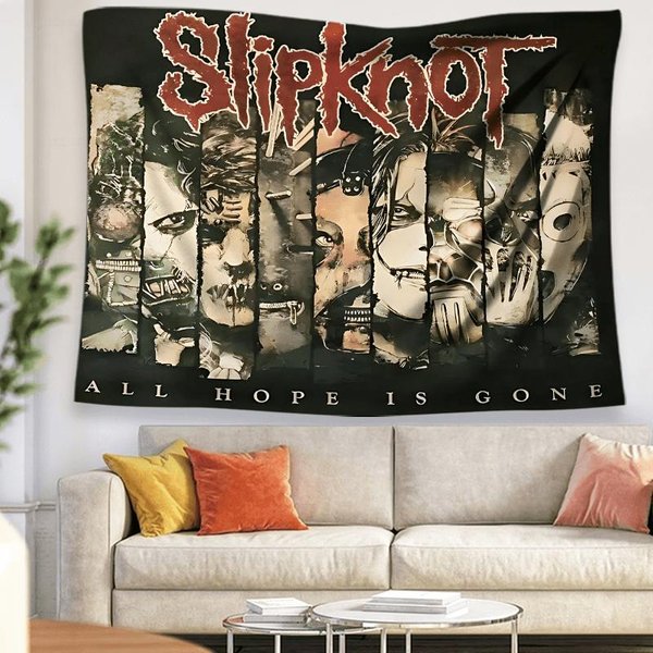 1 Szt. Gobelin Z Nadrukiem ZespołU Slipknot All Hope Is Gone , Poliestrowy Gobelin śCienny 2D, Gobelin Dekoracyjny Muzyki Heavy Metal, Prezent Dla Rock 40X60Cm Gray-image