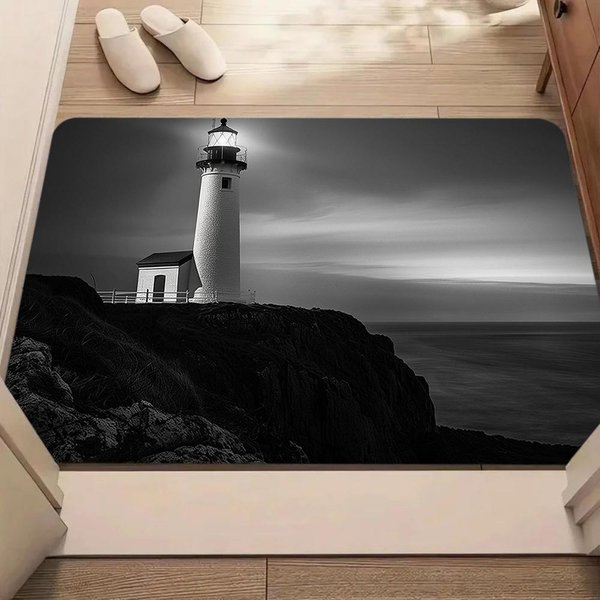 Nauticalny Nadruk Latarni Morskiej Wycieraczka Oceaniczny Nadmorski Motyw Dywanik Powitalny MięKki AntypośLizgowy Dywanik WewnęTrzny ZewnęTrzny Dekoracja Dywanik Przed WejśCiem 50X80Cm-image