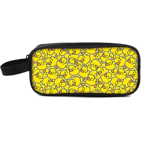 Estuche Para LáPices De Pato Amarillo De Doble Capa Con Asa Para NiñOs/NiñAs Mejores Regalos Bolsa Para LáPices De Dibujos Animados Plana 2D Material Escolar-image