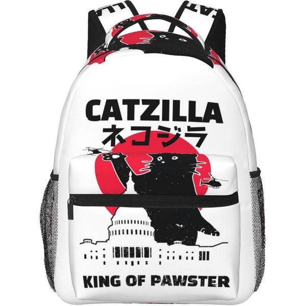Catzilla JapóN Gato Gatito Amante Estudiante Mochila Bolso Escolar Senderismo Viaje Mochila De DíA Para Hombres Mujeres Moda Bolso Para Libros Bolsos De Hombro One Size-image