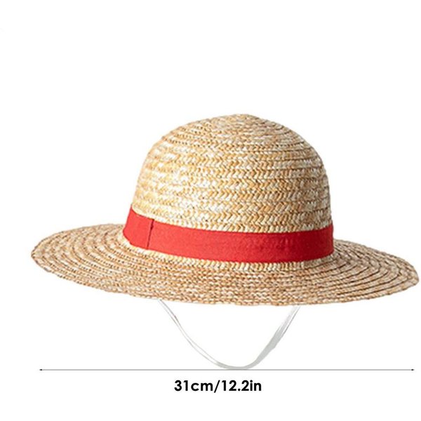 Naturalny SłOmkowy Kapelusz Anime Luffy Cosplay Kapelusz Rekwizyty Do WystęPóW Kostium Imprezowy ŻółTe Letnie Kapelusze SłOmkowe Dla FanóW MłOdzież Beige-image
