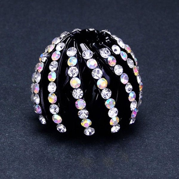Pinza De Pelo De Cristal Para MoñO De Mujer Moda Peineta Para Cola De Caballo Hebilla De Cola De Caballo Pinza Para El Pelo Nido De PáJaro Accesorios Expansibles Para El Cabello Black-image
