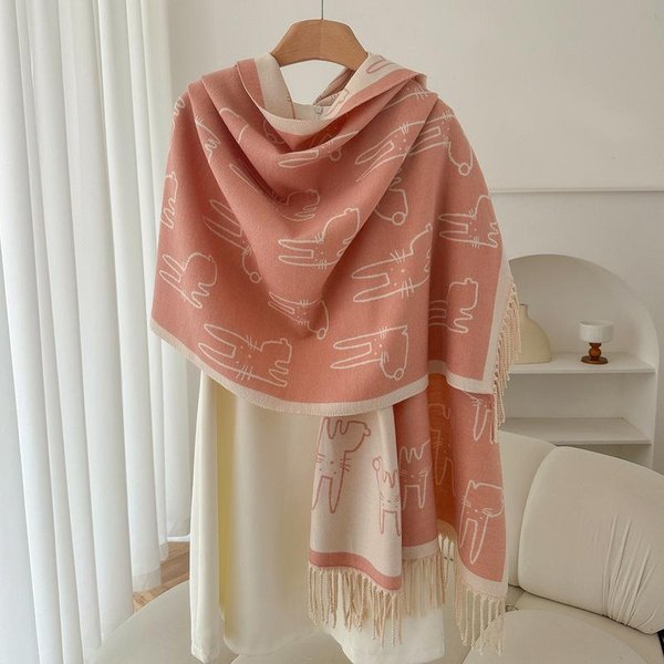 Luksusowa Marka Kaszmir Kobiety KróLik Szalik Zimowy CiepłY Szal I Owinąć Bandana Paszmina Damski Foulard Kwadratowy Gruby Koc Ponczo Brown-image