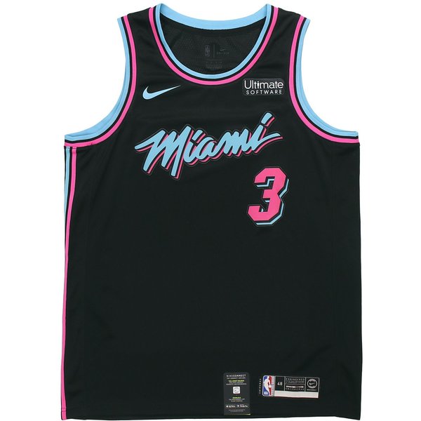 Nike Transpirable NBA City Edition Miami Heat Dwyane Wade No. 3 Camiseta De Baloncesto Hombre Camiseta De Baloncesto Negra AJ4622-013 S Gray-image