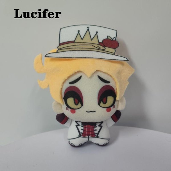Zabawne SłOdkie UśMiech Albo PłAcz 3V Vox / Lucifer I Alastor Pluszowe Zabawki Brelok Wisiorek Dekoracja Hazbin Anime Hotel KreskóWka Pluszowa Lalka About 10Cm-image
