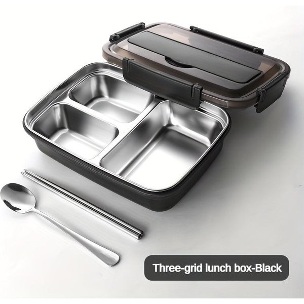 Szczelny Lunchbox Ze Stali Nierdzewnej Z 3/4 PrzedziałKami - TrwałY, ŁAtwy W Czyszczeniu Pojemnik Bento Dla StudentóW I PracownikóW Biurowych-image