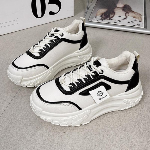 Zapatos De Papá Mujer OtoñO Nueva Moda Temperamento VersáTil Plataforma Casual Zapatos Deportivos Tendencia 40 Negro-image