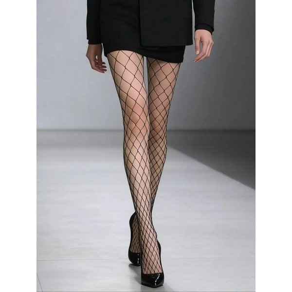 Medias De Rejilla sexy Para Mujer Pantis De Malla Larga De Nylon Medias Corporales Pantimedias De Red Cintura Alta Medias M-image