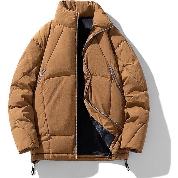 Nueva Ropa De Hombre Acolchada De AlgodóN Tendencia CáLida Engrosada Cuello Alto Chaqueta Casual Holgada 3XL Brown-image