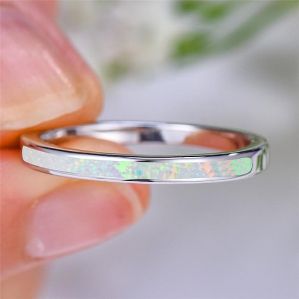 Anillo De Lujo Para Mujer Con Piedra ÓPalo Azul Blanco Moda Boho Color Cobre Anillo Redondo Grande Anillos De Compromiso Promesa Amor Para Mujeres 9 White-image