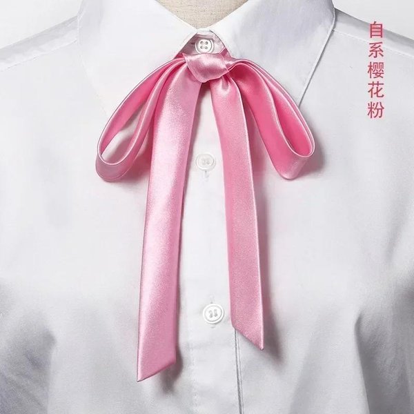 Corbata PequeñA Coreana Pajarita Estilo Universitario Uniforme Escolar Camisa Accesorios Para Hombre Mujer SeccióN Larga Lazos Cuellos Flores CN Pink-image