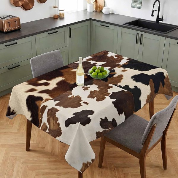 Vintage Western Cowhide Plamki ProstokąTny Obrus Na Dekorację StołU Wielokrotnego UżYtku Kuchnia Stół Jadalny Dekoracja ŚWiąTeczna 100X160Cm-image