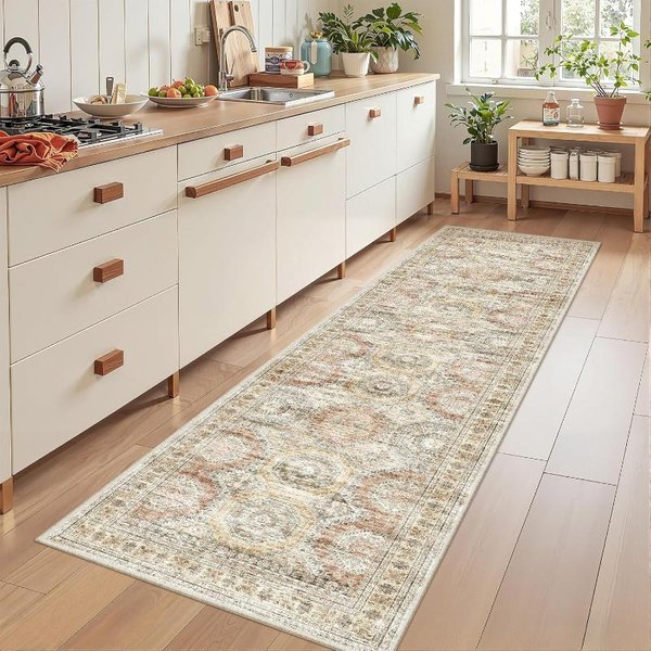Dywanik Do Przedpokoju AntypośLizgowy Boho Vintage Kwiatowy Dywanik Do Kuchni Przedpokoju Nowoczesny Dywanik Do Salonu Sypialni Mata PodłOgowa AntypośLizgowa Dekoracja Domu 50X80Cm 20X31Inch-image