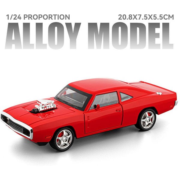 Nowy 1:24 ŁAdowarka 1970 Muscle Car Model Samochodu Ze Stopu DźWięK I ŚWiatłO Pull Back Zabawka Dla Dzieci Kolekcjonerski Prezent Urodzinowy-image
