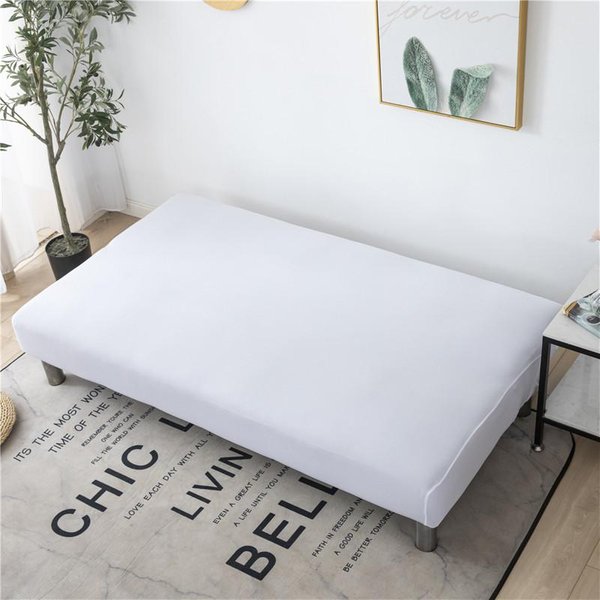 Funda De Sofá Cama De Color SóLido Fundas De Sofá Plegable Todo Incluido Para Sala De Estar Funda De Sofá Ajustada Sin Reposabrazos Funda Sofa 120-150Cm White-image