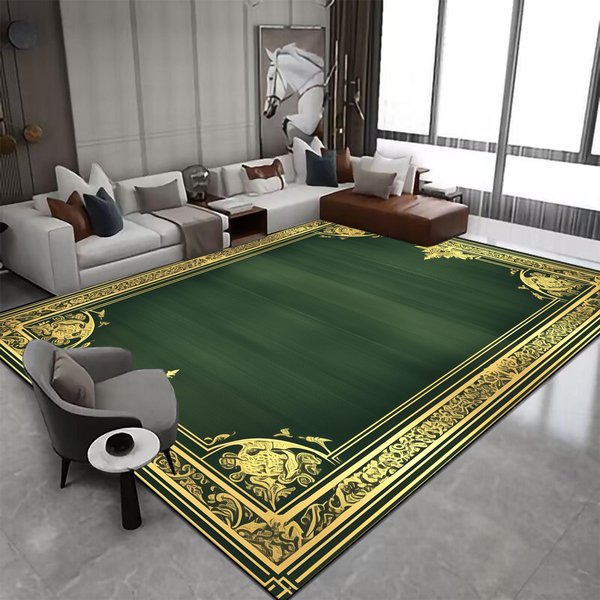 DużY Zielony Luksusowy Dywan 200X300 Cm AntypośLizgowy Zmywalny Dywanik Do Strefy Sofy Do Salonu Sypialni Pokoju Dziennego Dekoracja 180*280Cm-image