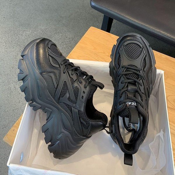 Nuevas Mujeres Nueva Moda Zapatos Deportivos De Plataforma Para Mujer Verano Negro Casual Zapatillas Chunky Para Mujer Malla Cuero Zapatos De Plataforma 40-image