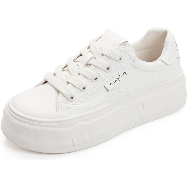 Zapatillas De Cuero Genuino Para Mujer Estilo Nuevo De Primavera Marea Disolver Suela Gruesa Casual Deportivo Combinable Zapatos Blancos 40 White-image