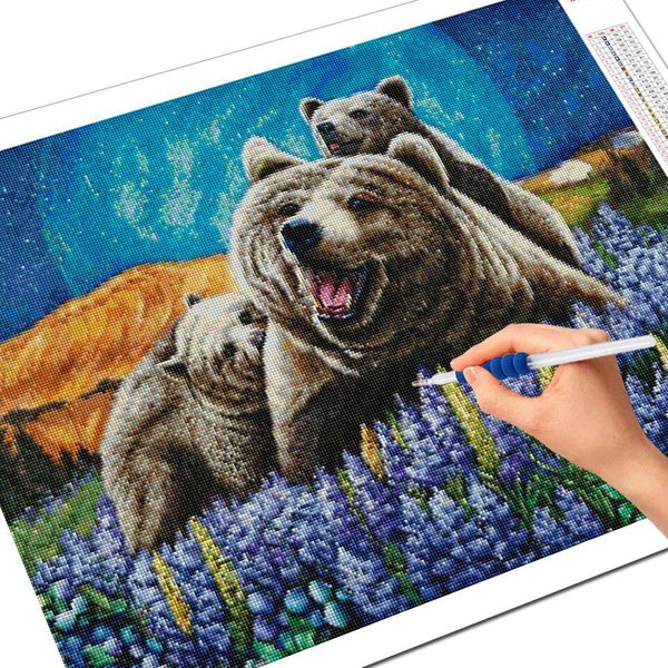 Pintura De Diamantes 5D DIY Oso Kit De Punto De Cruz Bordado De Diamantes Animales PedreríA Arte DecoracióN De Pared Full Square 20X30CM-image