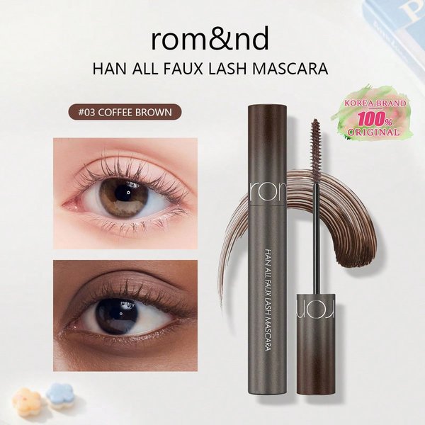 Rom&nd HAN ALL Faux Lash Mascara 01-03, PogrubiająCy, WydłUżAjąCy, PodkręCająCy, Wodoodporny, Odporny Na Rozmazywanie, , KoreańSki Kosmetyk, , Prezent 03 Coffee Brown-image