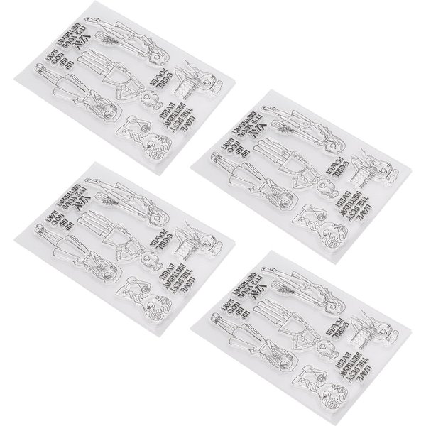 4 Piezas Sellos Transparentes Pasta Repetidamente Reciclaje ProduccióN DIY Sellos TPR Para Hacer Tarjetas Para ÁLbum De Fotos-image